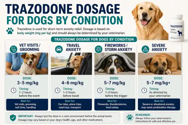 Trazodone Dosage for Dogs by Condition