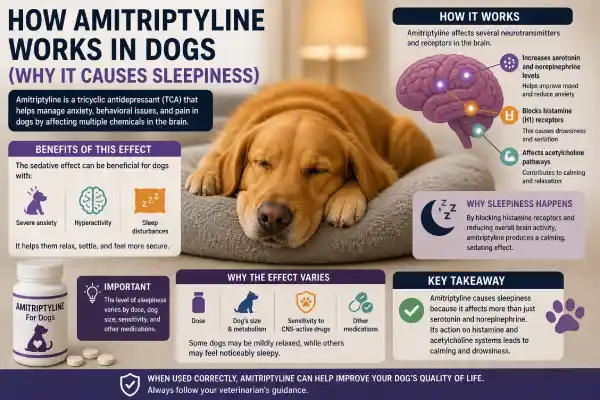 Does Amitriptyline Cause Sleepiness in Dogs? (Side Effects, Sedation Level & Safe Use – Vet-Backed Guide)