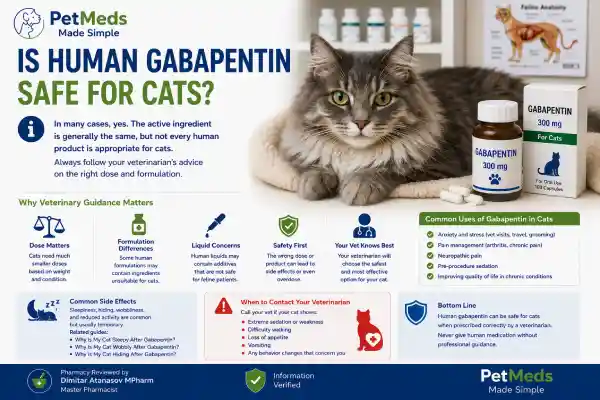 Is Human Gabapentin Safe for Cats